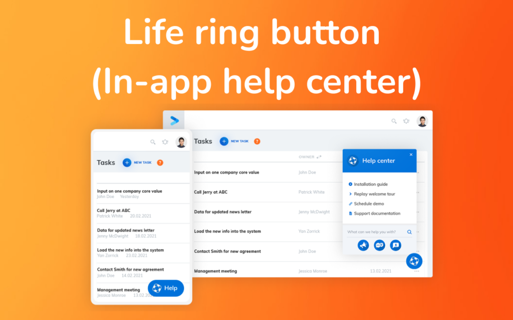 life ring button that product Fruits offers to help reduce support tickets
