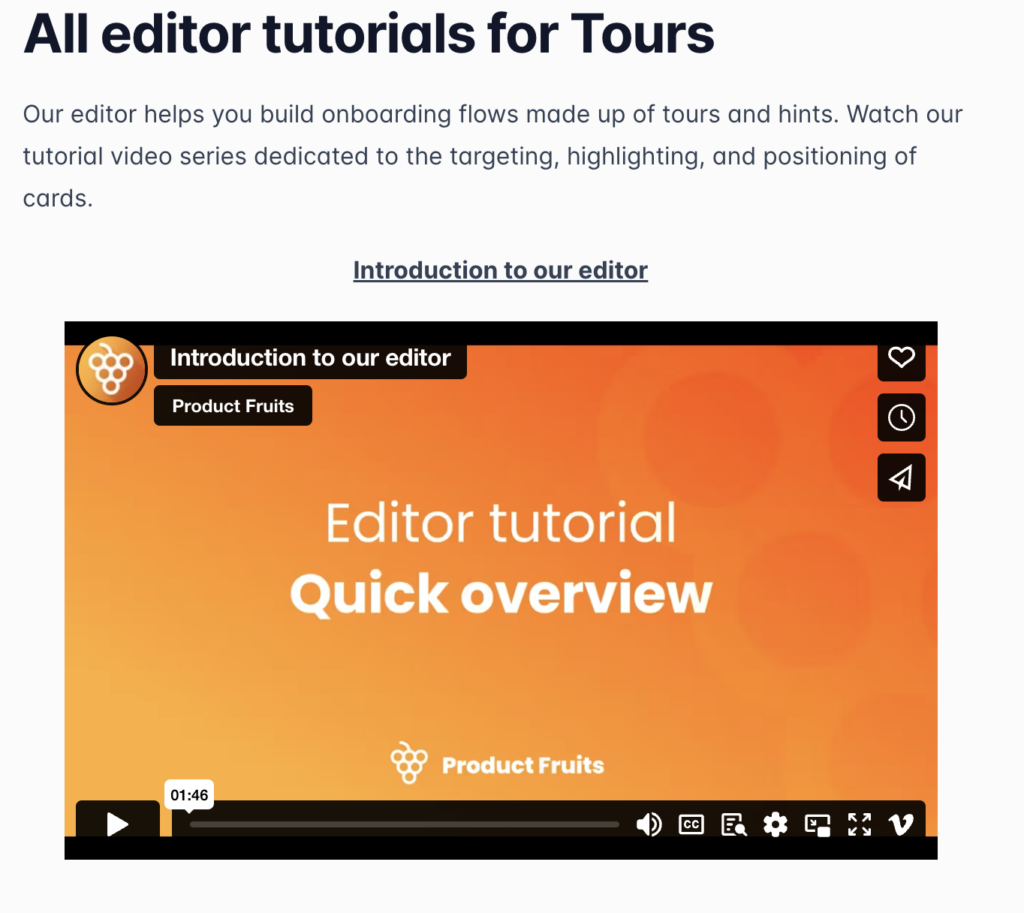 Screenshot of how to include media in a knowledge base with a video tutorial linked to a help article