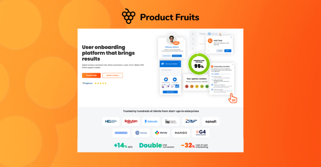 Product fruits screenpage and showing features