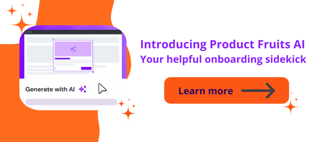 Banner of Product Fruits AI-powered user onboarding with link to learn more